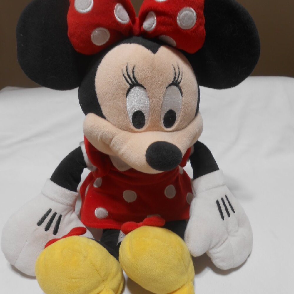 CUTE DISNEY COLLECTION MINNIE MOUSE 19" PLUSH DOLL AUTHENTIC VELVET RED DRESS 🐭